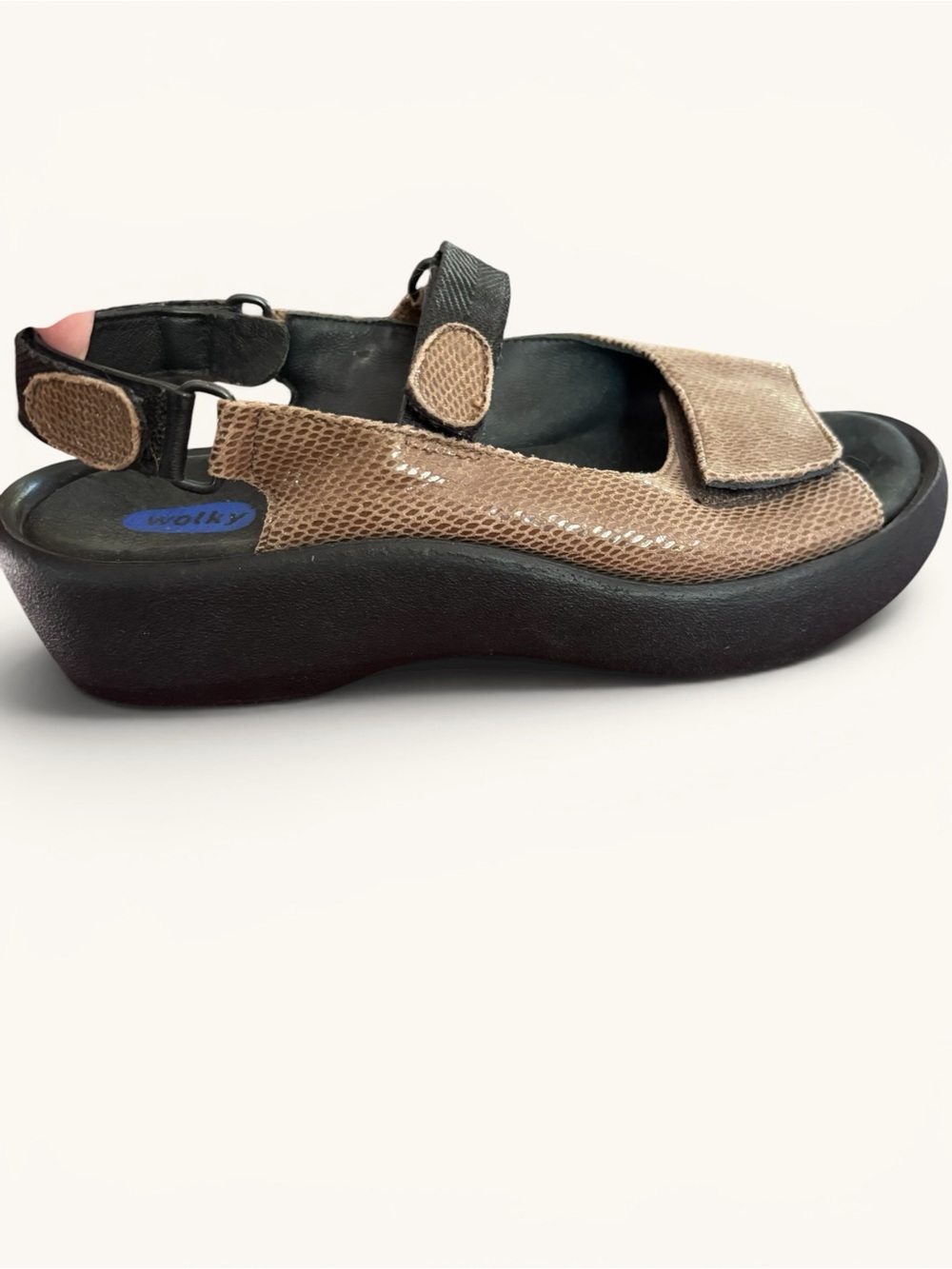 Wolky Jewel Copper Snakeskin Leather Platform Comfort Walking Sandals Size 39